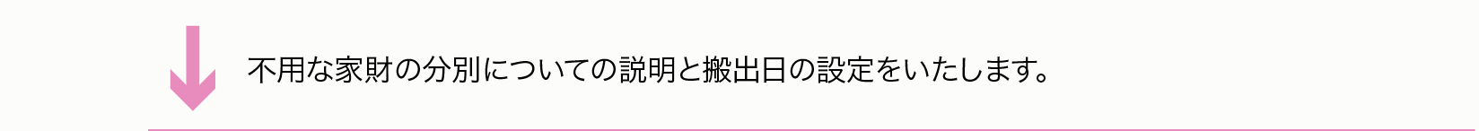 不用な家財の分別についての説明と搬出日の設定をいたします。